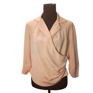 Patrick Christopher Silk Blouse Light Peach, Vintage Zipper back, Ruched Sleeves